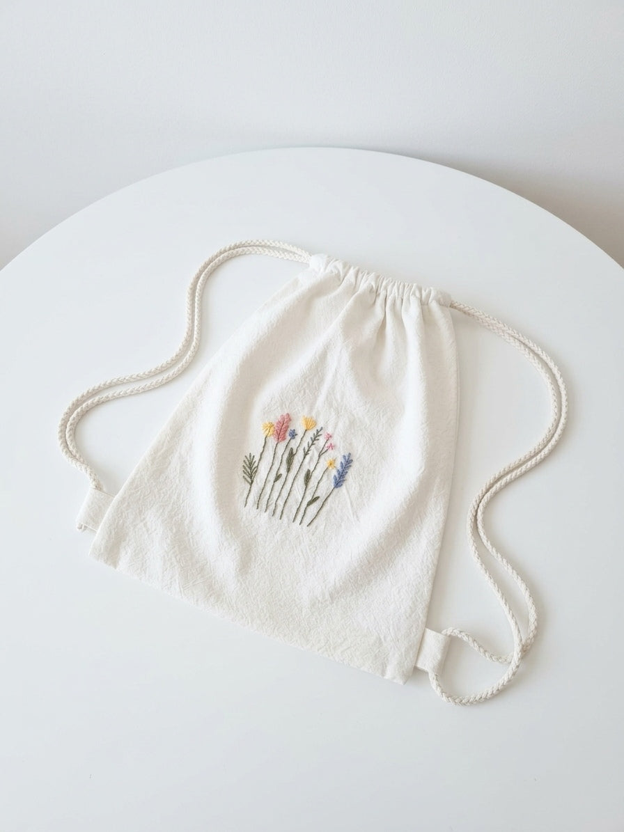 Saculet personalizat cu nume și broderie umpluta